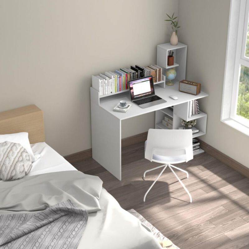 Hivvago Modern Computer Desk with Storage Bookshelf and Hutch for Home Office