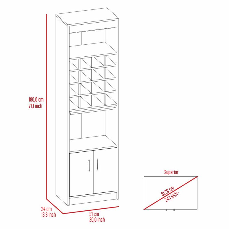 Wolcott 16-Bottle 1-Shelf Bar Cabinet Smokey Oak