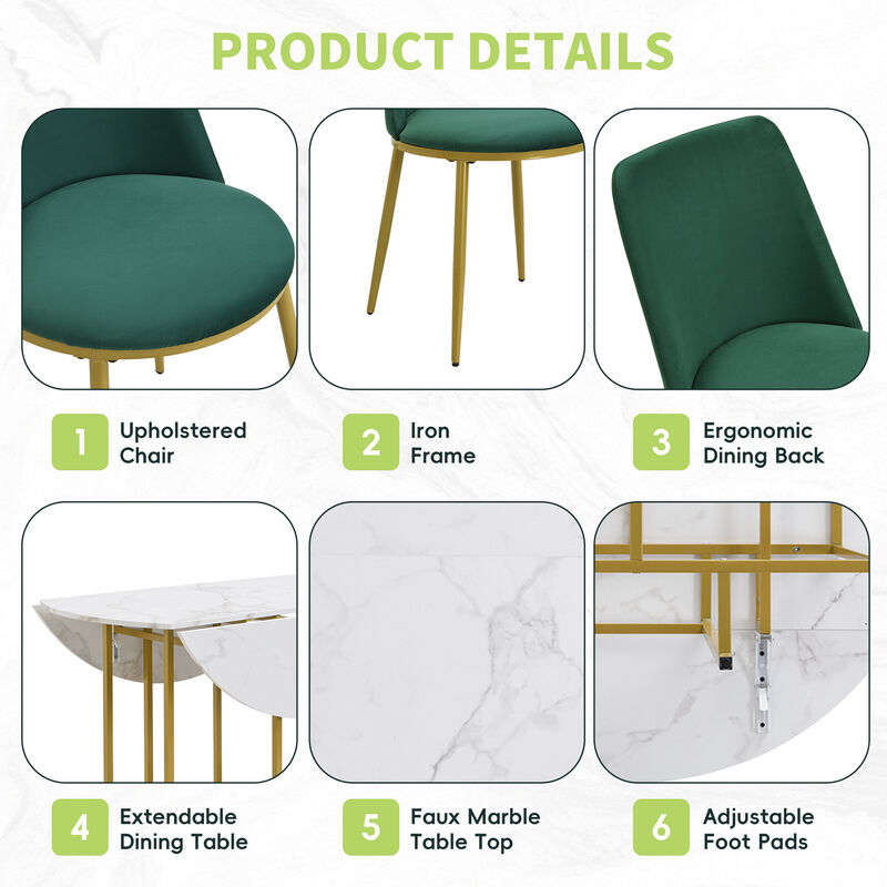 Merax 5-Piece Extendable Kitchen Dining Table Chairs Set