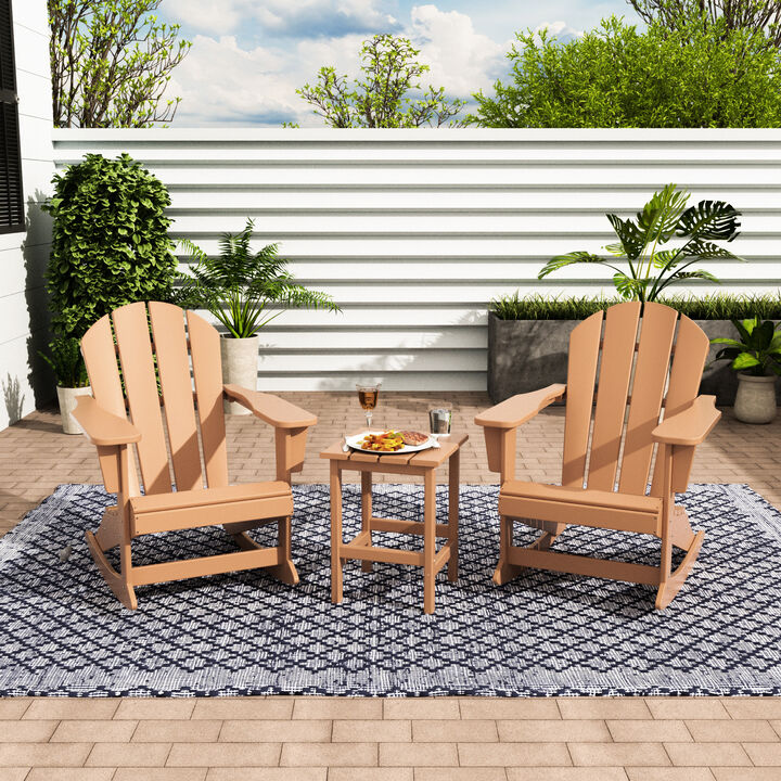 WestinTrends 3-Piece Outdoor Patio Rocking Adirondack Chairs with Side Table Set
