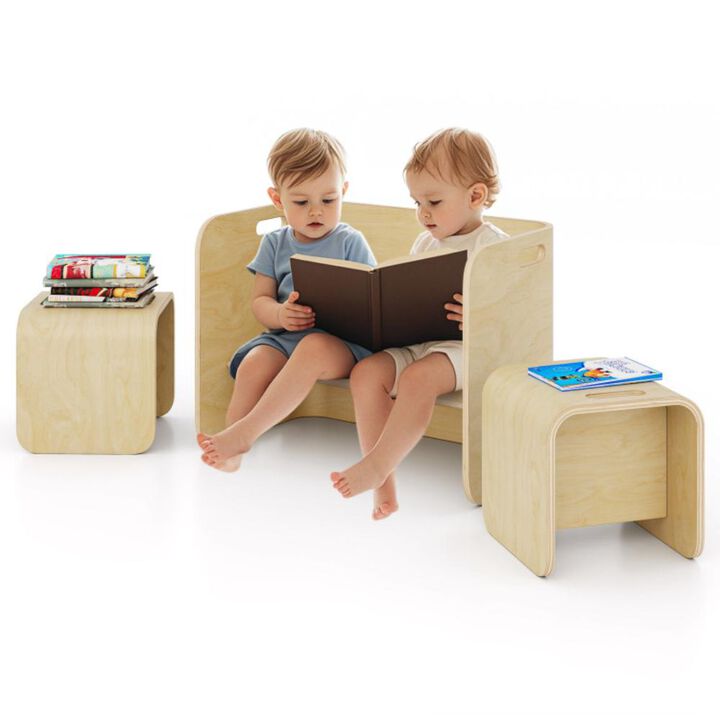 Hivvago 3 Pieces Kids Wooden Table and Chair Set