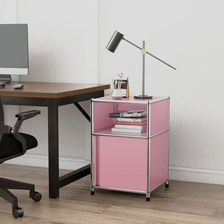 Mega Casa Metal Nightstand Side Table Pink