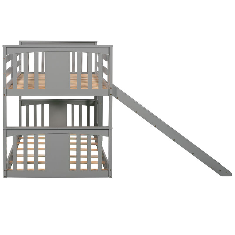 Merax Twin Over Twin Bunk Bed with Slide and Ladder