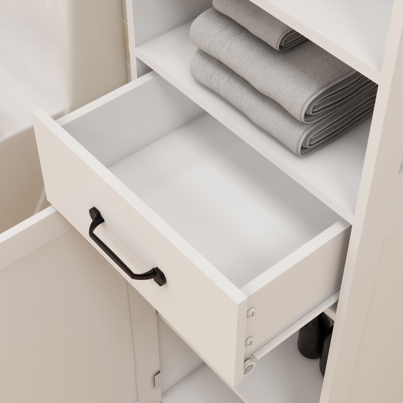 Slim Double Door Floor Standing Cabinet, Space-Saving Storage Solution for Any Room