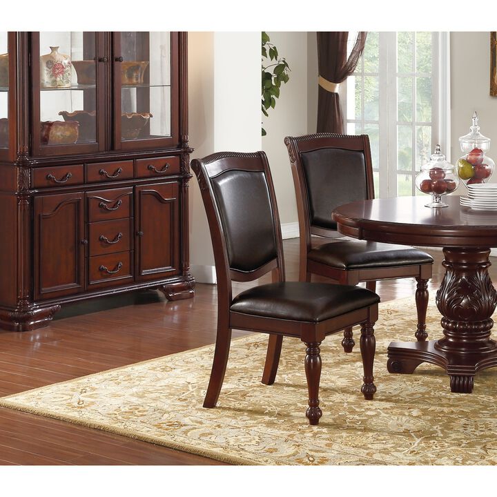 Brown Faux Leather Side Chairs - Set of 2