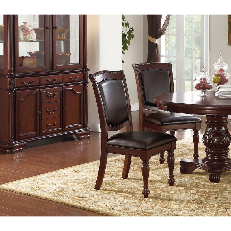 Brown Faux Leather Side Chairs - Set of 2