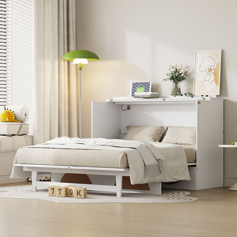 Merax Murphy Bed Cabinet with Large Drawer,USB Ports and Outlets