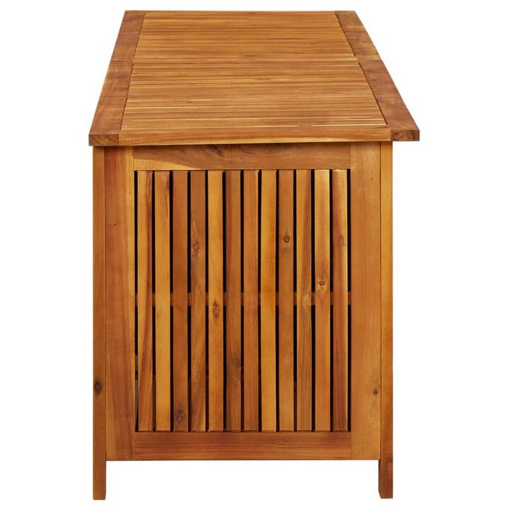 Outdoor Storage Box, Waterproof PE Bag, 69 Inch Brown Acacia Wood - Benzara