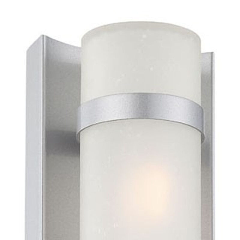 Hivvago Two Light Brushed Silver and White Glass Wall Sconce