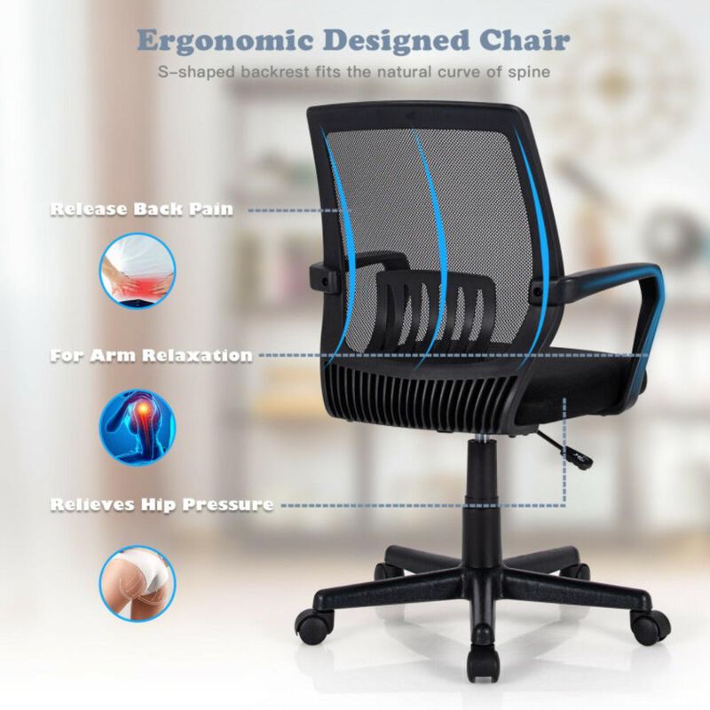 Hivvago Mid-Back Mesh Height Adjustable Executive Chair with Lumbar Support