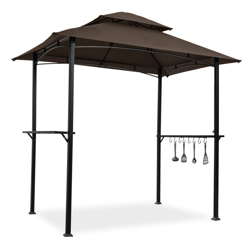 Outdoor Grill Gazebo 8 X 5 FT, Shelter Tent, Double Tier Soft Top Canopy And Steel Frame
