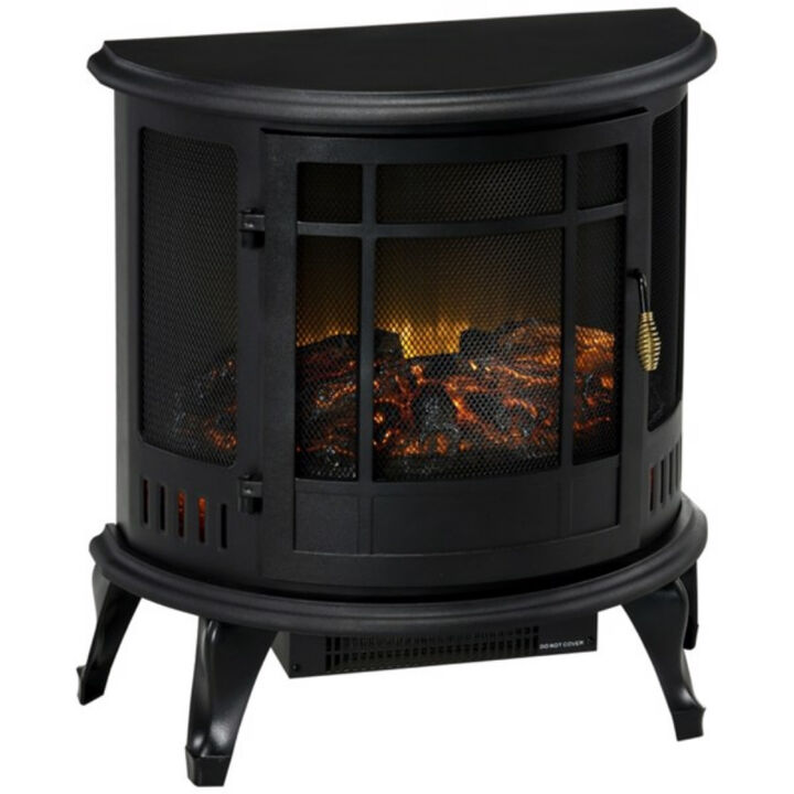 Wall-Mounted Electric Fireplace with Adjustable Heat and Flame Settings