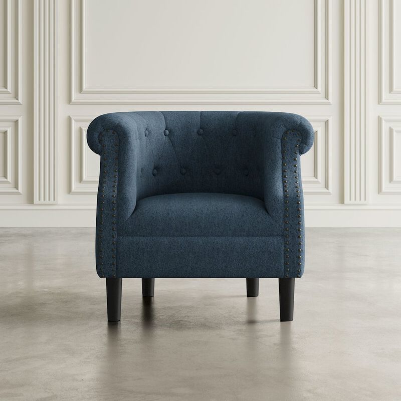 Jofran Contemporary Upholstered Barrel Curved Back Accent Chair