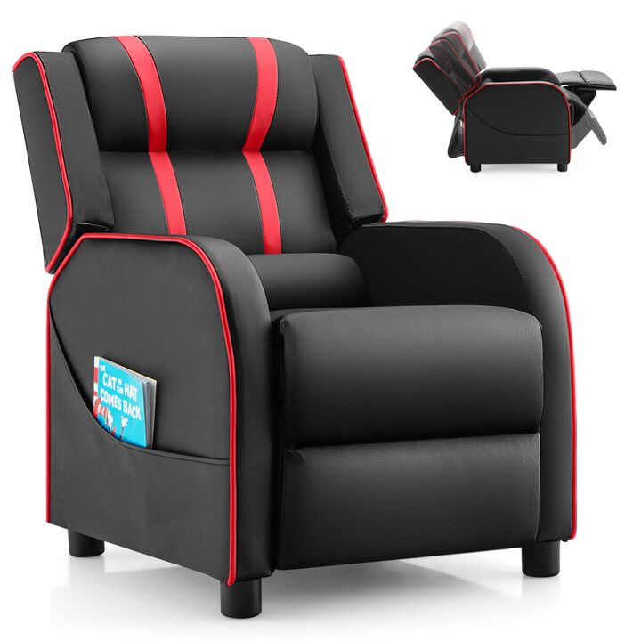 Comfortable Kids Recliner Chair with Side Pockets and Adjustable Footrest for Playtime and Relaxation