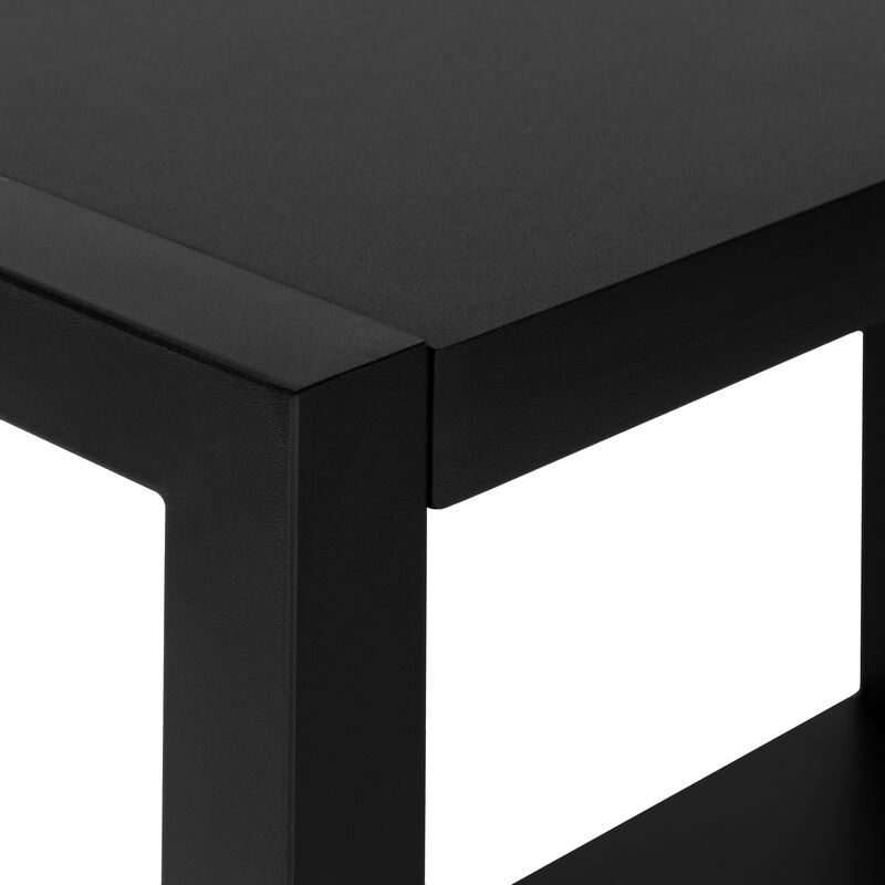 Monarch Specialties I 2081 Accent Table, Side, End, Narrow, Small, 2 Tier, Living Room, Bedroom, Metal, Laminate, Black, Contemporary, Modern