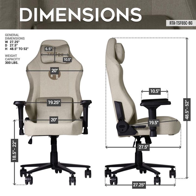 Techni Sport Fabric Gaming Chair - Beige