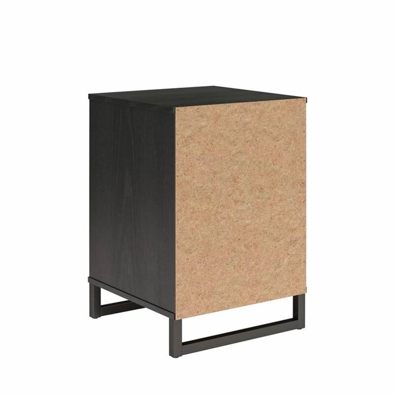 Hivvago Modern 1-Drawer Bedroom Nightstand in Rustic Black Wood Finish with Metal Legs