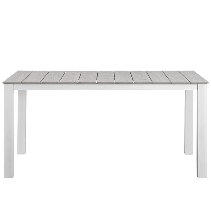 Modway - Maine 63" Outdoor Patio Dining Table White Light Gray