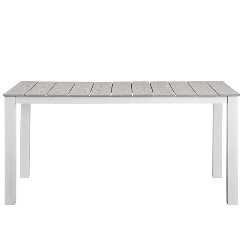 Modway - Maine 63" Outdoor Patio Dining Table White Light Gray