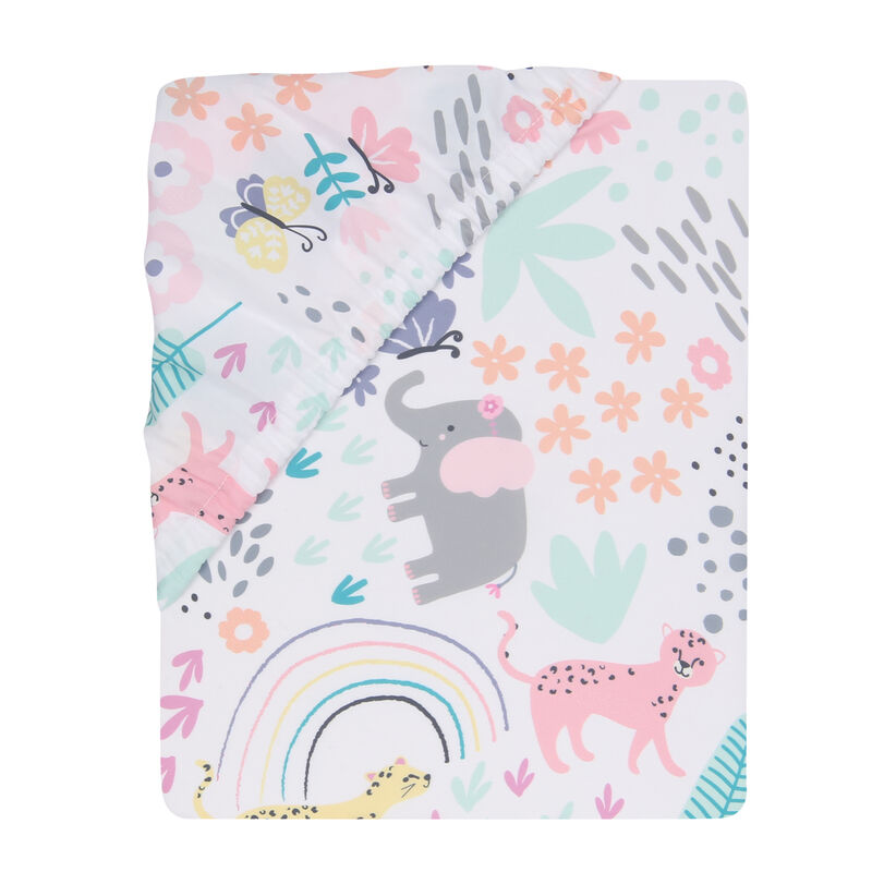 Bedtime Originals Rainbow Jungle Elephant/Leopard 3-Piece Baby Crib Bedding Set