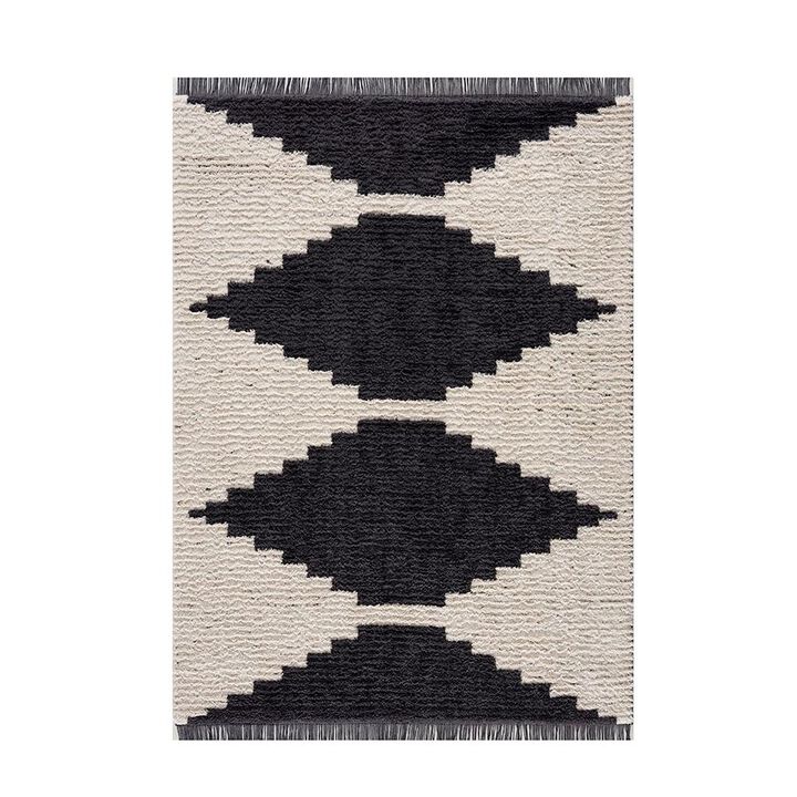 Black and Ivory Modern Area Rug, Black/Ivory, Belen Kox