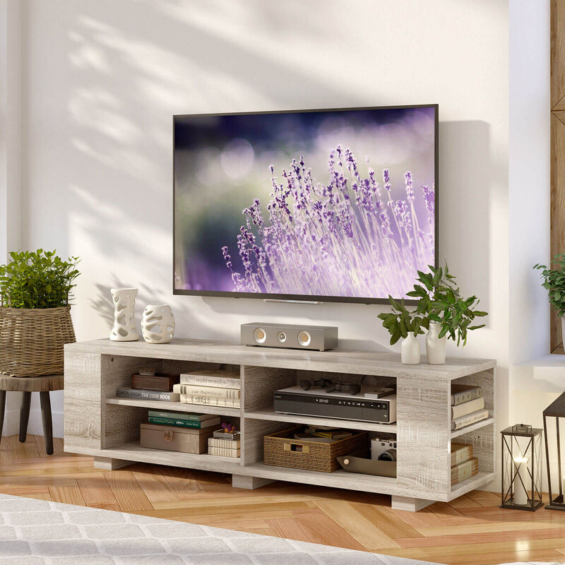 59 Inch Console Storage Entertainment Media Wood TV Stand