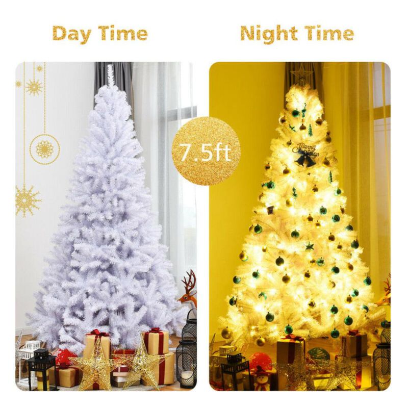 Hivvago 6/7.5/9 Feet White Christmas Tree with Metal Stand