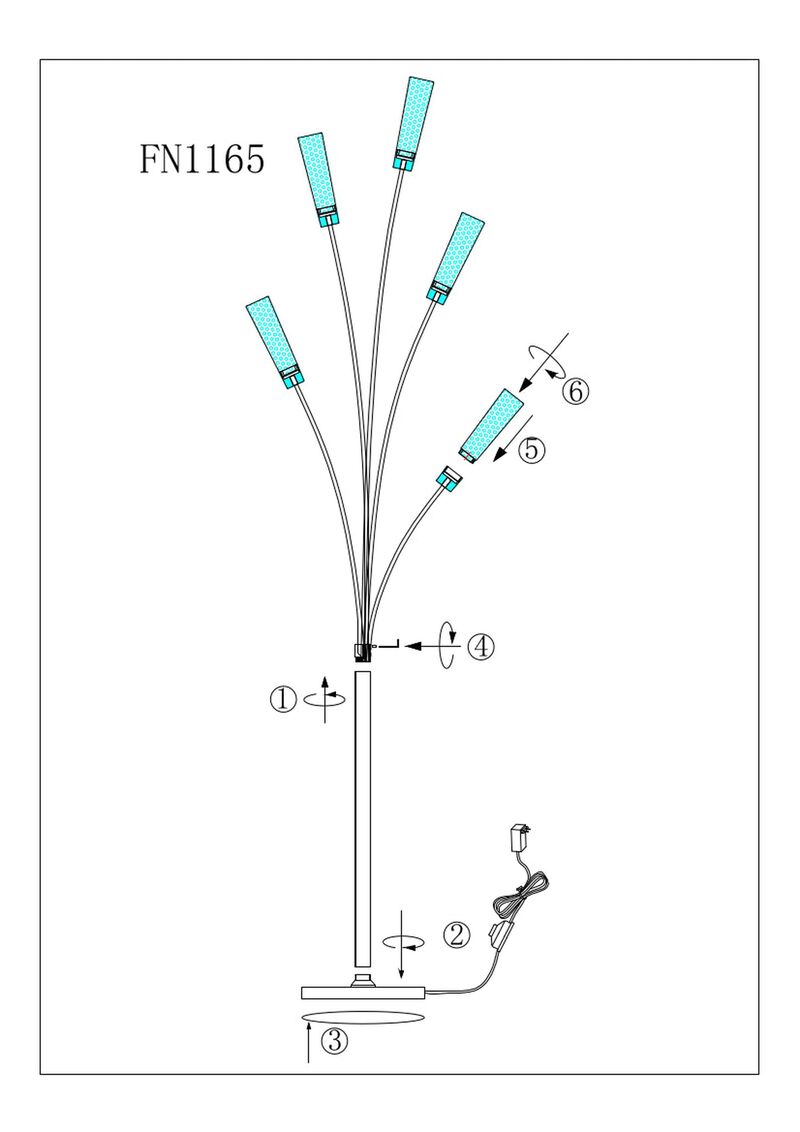 5 Cylinders Floor Lamp Chrome Metal LED Light