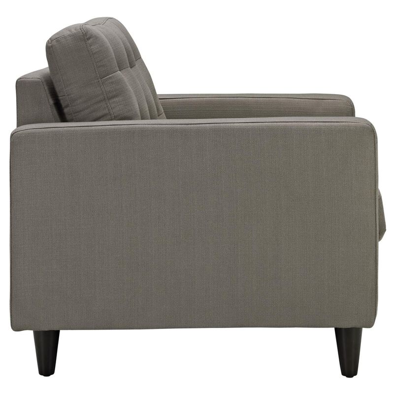 Modway Empress Mid-Century Modern Upholstered Fabric Two Armchair Set in Granite