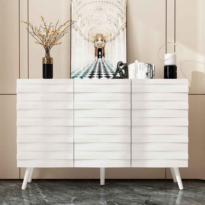 FUFU&GAGA Modern Storage Cabinet with 2 Adjustable Shelves, Solid Wood Legs & Embossed Laminate Finish