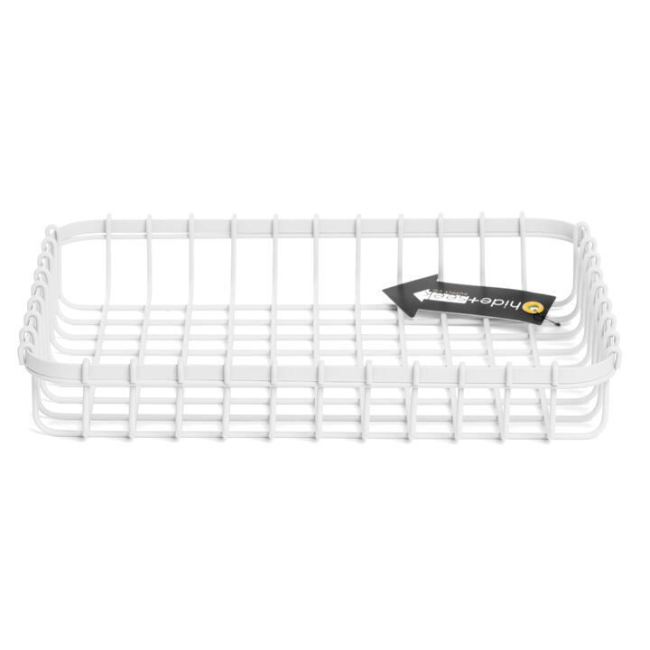 Loop Heavy-Duty Wire Bin-Shallow-White-set of 4