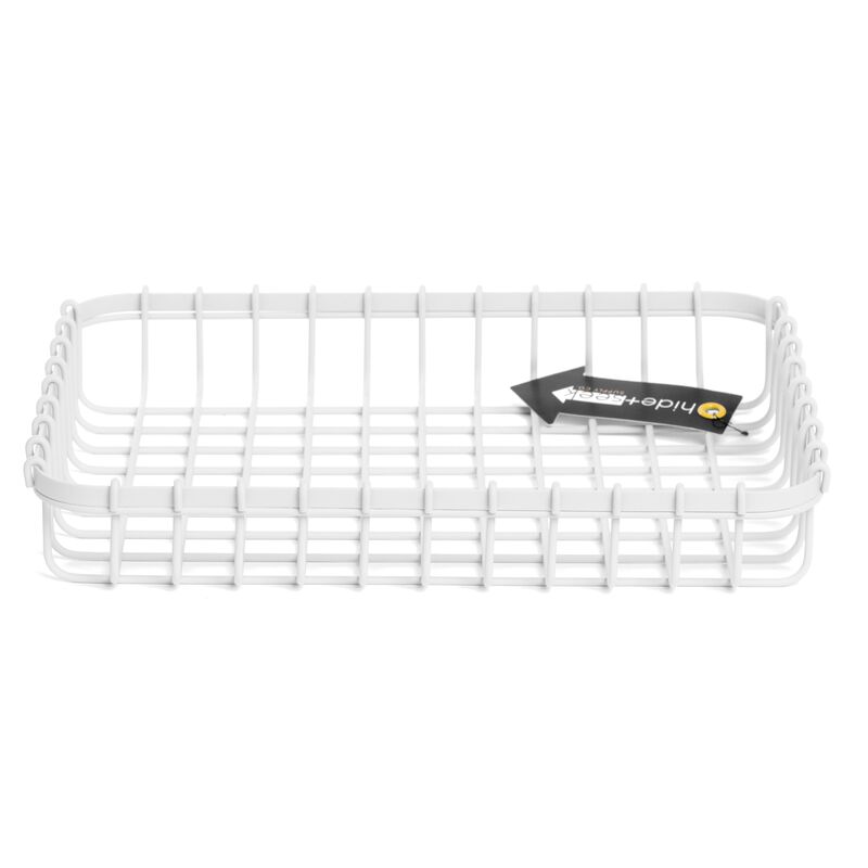 Loop Heavy-Duty Wire Bin-Shallow-White-set of 4