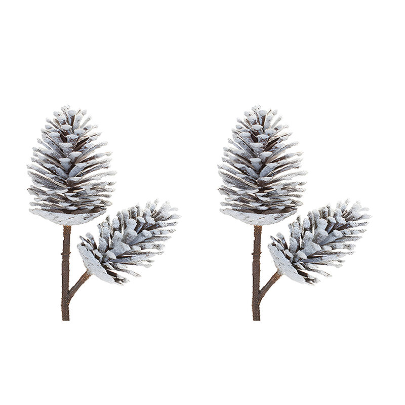 Pine Cone Pick Set of 2 – Plastic Holiday Decor for Christmas Home, Table, and Mantel