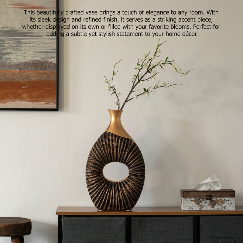 19-Inch Black and Gold Farmhouse Vase