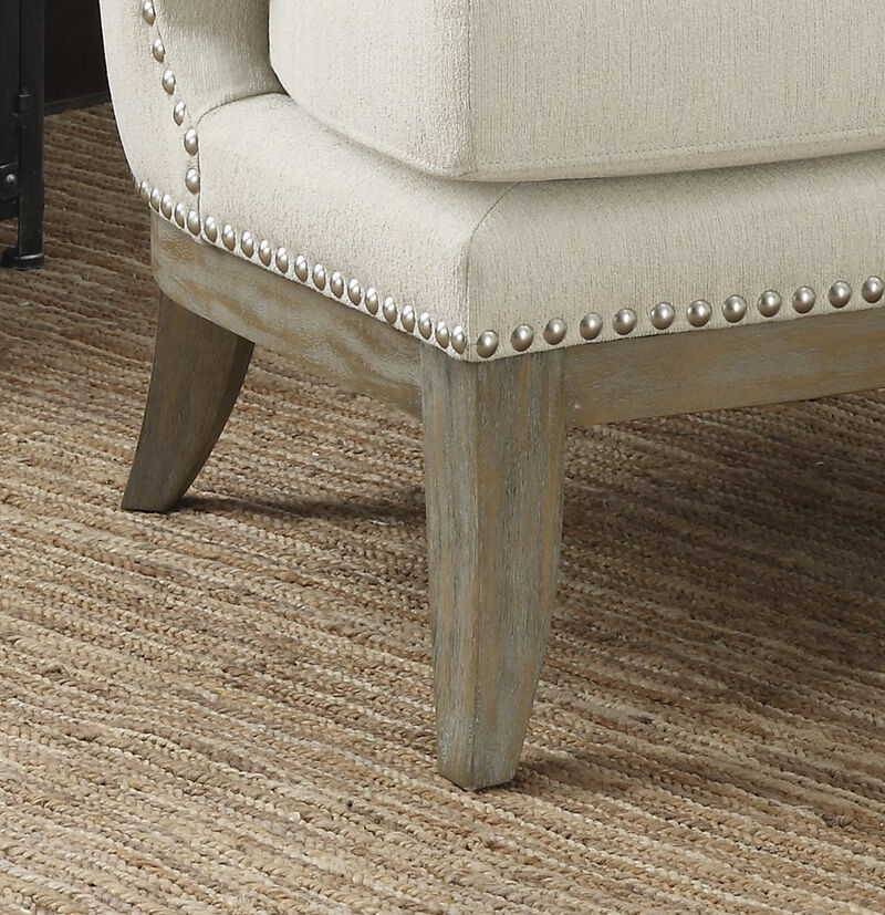 Upholstered Accent Chair with Barrel Back White