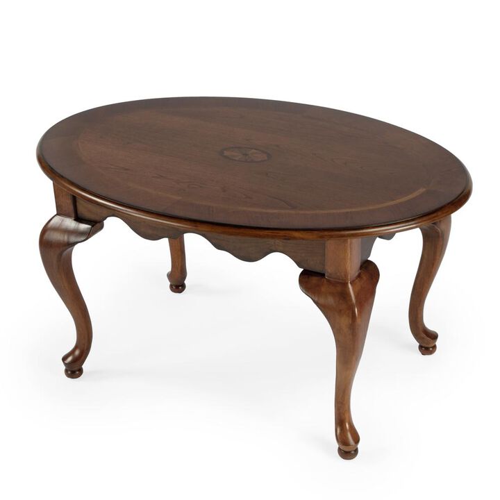 Butler Specialty Grace Oval 4 Legs Coffee Table, Medium Brown