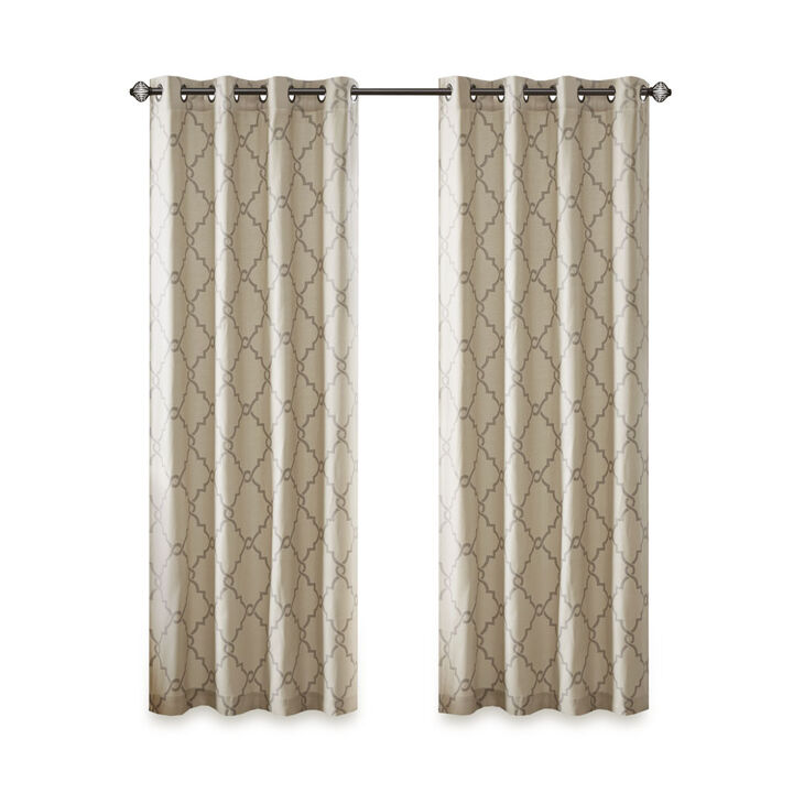 Gracie Mills Ondine Scroll Geometric Fretwork Grommet Window Curtain Panel