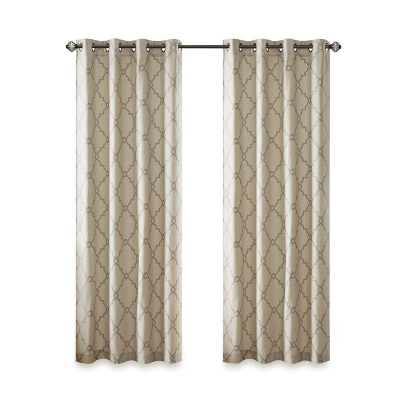 Gracie Mills Ondine Scroll Geometric Fretwork Grommet Window Curtain Panel