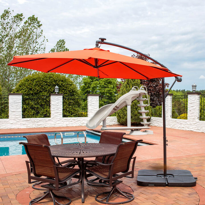 Sunnydaze 10 ft Solar Offset Steel Patio Umbrella with Crank