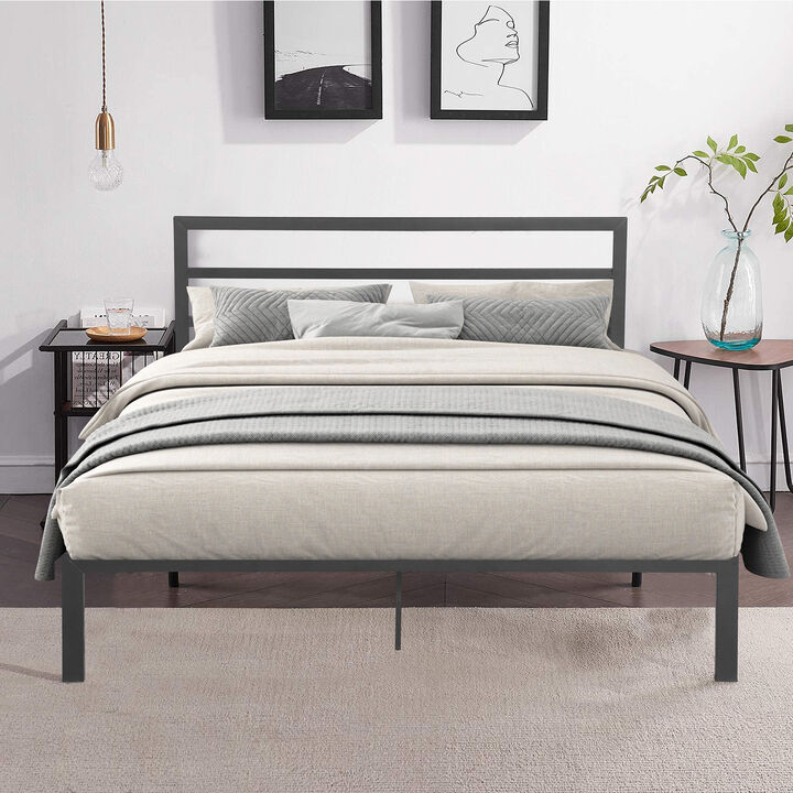 Streamdale Queen Size Metal Bed Frame With Headboard Charcoal