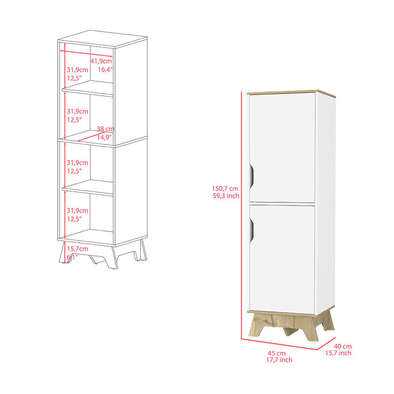 Single Kitchen Pantry Wallas, Kitchen, Light Oak / White