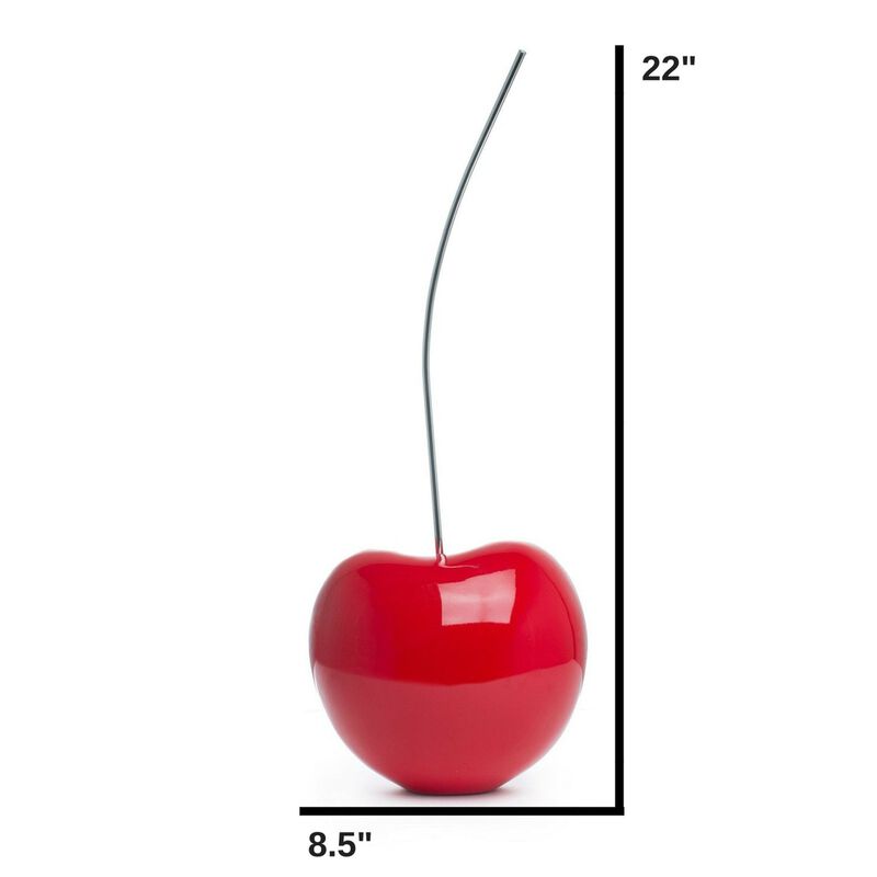 Cherry Sculpture Bright Red Resin Handmade 22" Tall