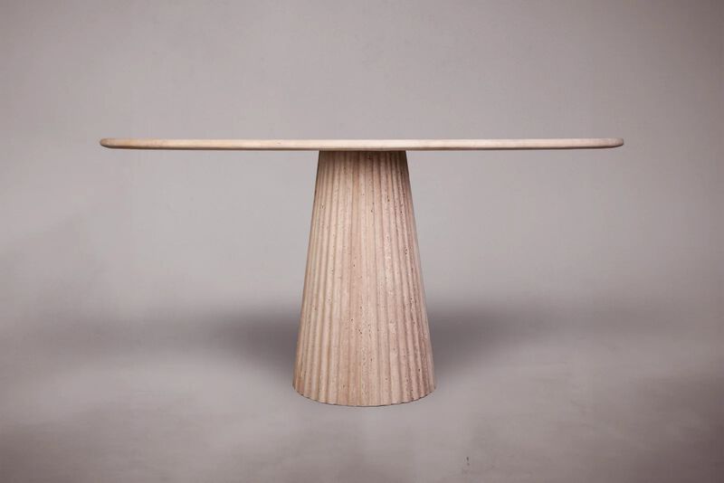 Daisy Travertine Oval Dining Table 59"