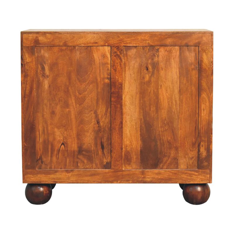 Chestnut Carved Solid Wood 2 Door Ball Cabinet