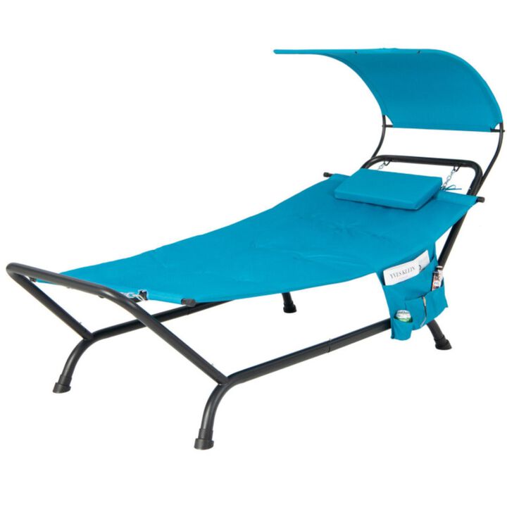 Hivvago Patio Hanging Chaise Lounge Chair with Canopy Cushion Pillow and Storage Bag