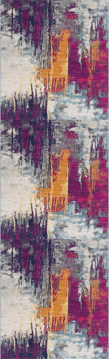 Savannah Abstract Mid-Century Modern Purple Orange Indoor Area Rug