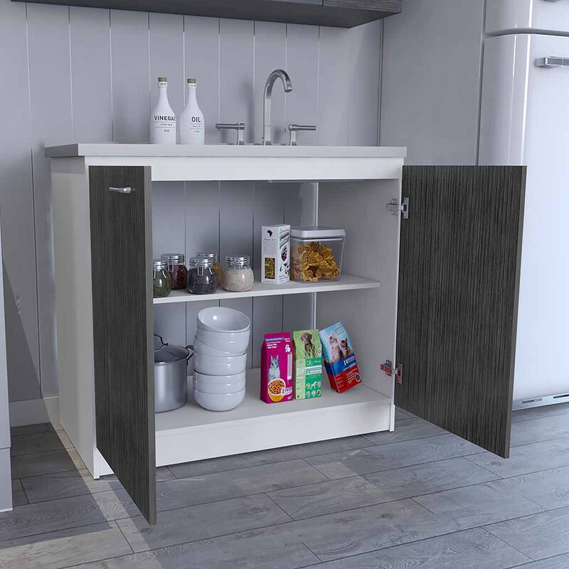 Utility Sink Vernal, Kitchen, White / Smoky Oak