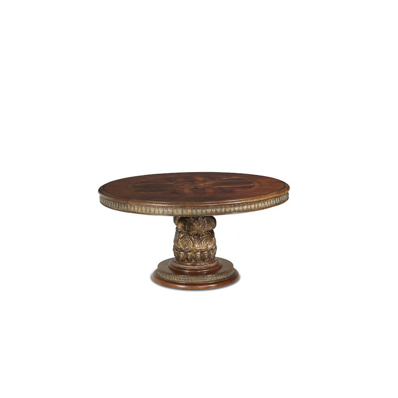 Michael Amini Villa Valencia Round Dining Table - Classic Chestnut