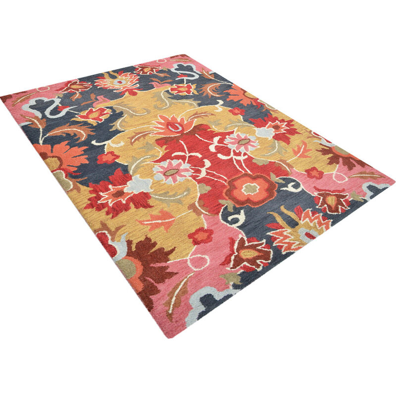 RUGSOTIC CARPETS HAND TUFTED WOOL ECO-FRIENDLY AREA RUGS  - 5'x8', Rectangle Shape, Multicolor, Floral Modern Design, High Pile Thick Handmade Area Rugs for Living Room, Bed Room (K00732)