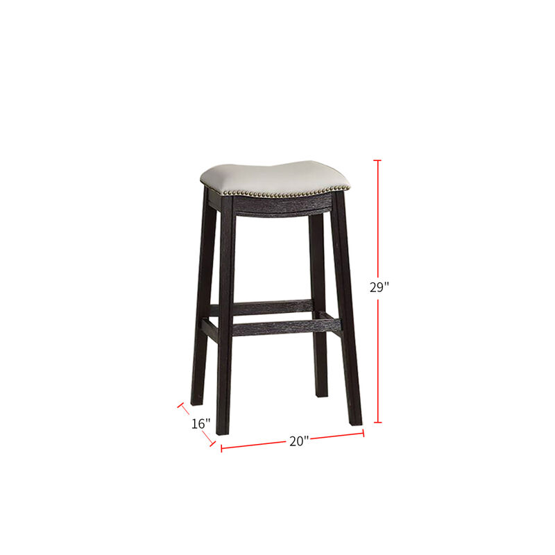 Grey PU Upholstery Barstool, Set Of 2
